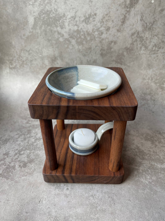 The Cube Walnut Wax Melt Burner