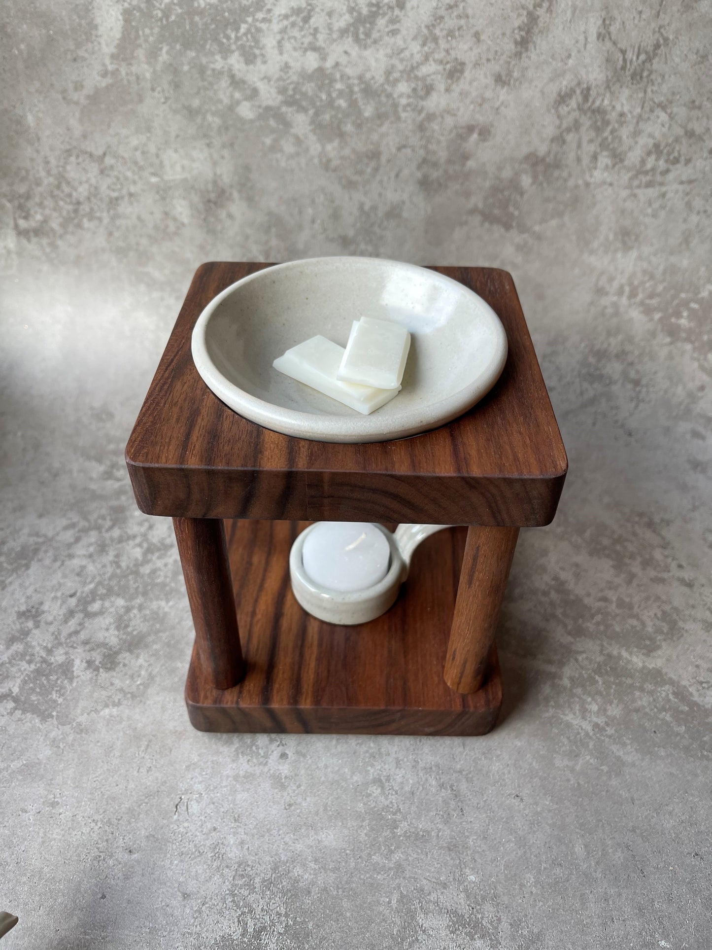 The Cube Walnut Wax Melt Burner