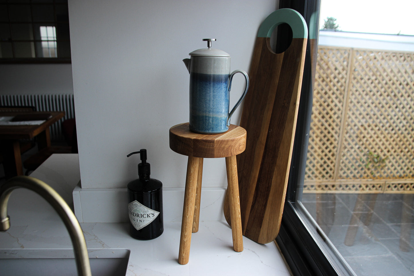 The Alyn Oiled Oak Milk Stool