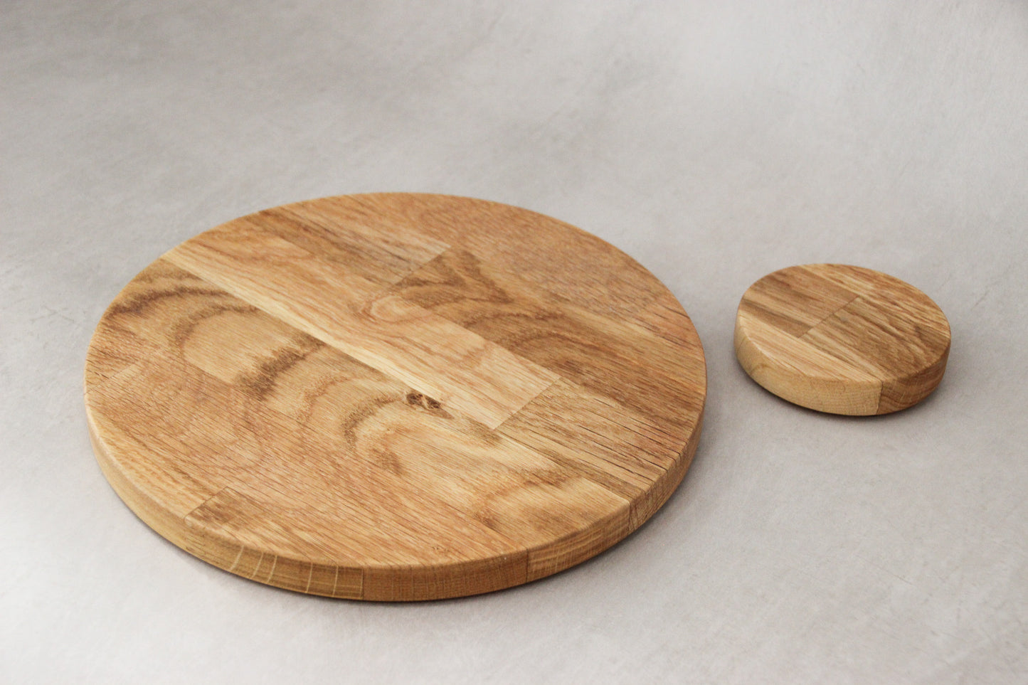 Round Solid Oak Placemats and Coasters Set