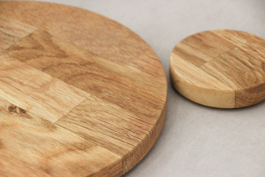 Round Solid Oak Placemats and Coasters Set