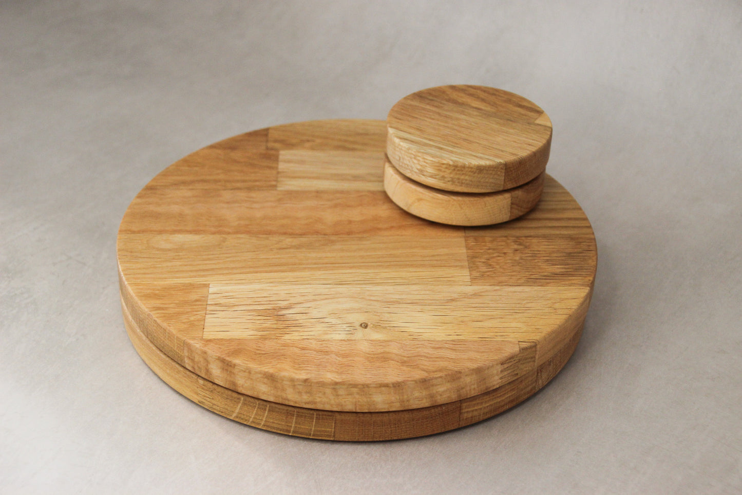 Round Solid Oak Placemats and Coasters Set