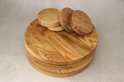 Round Solid Oak Placemats and Coasters Set