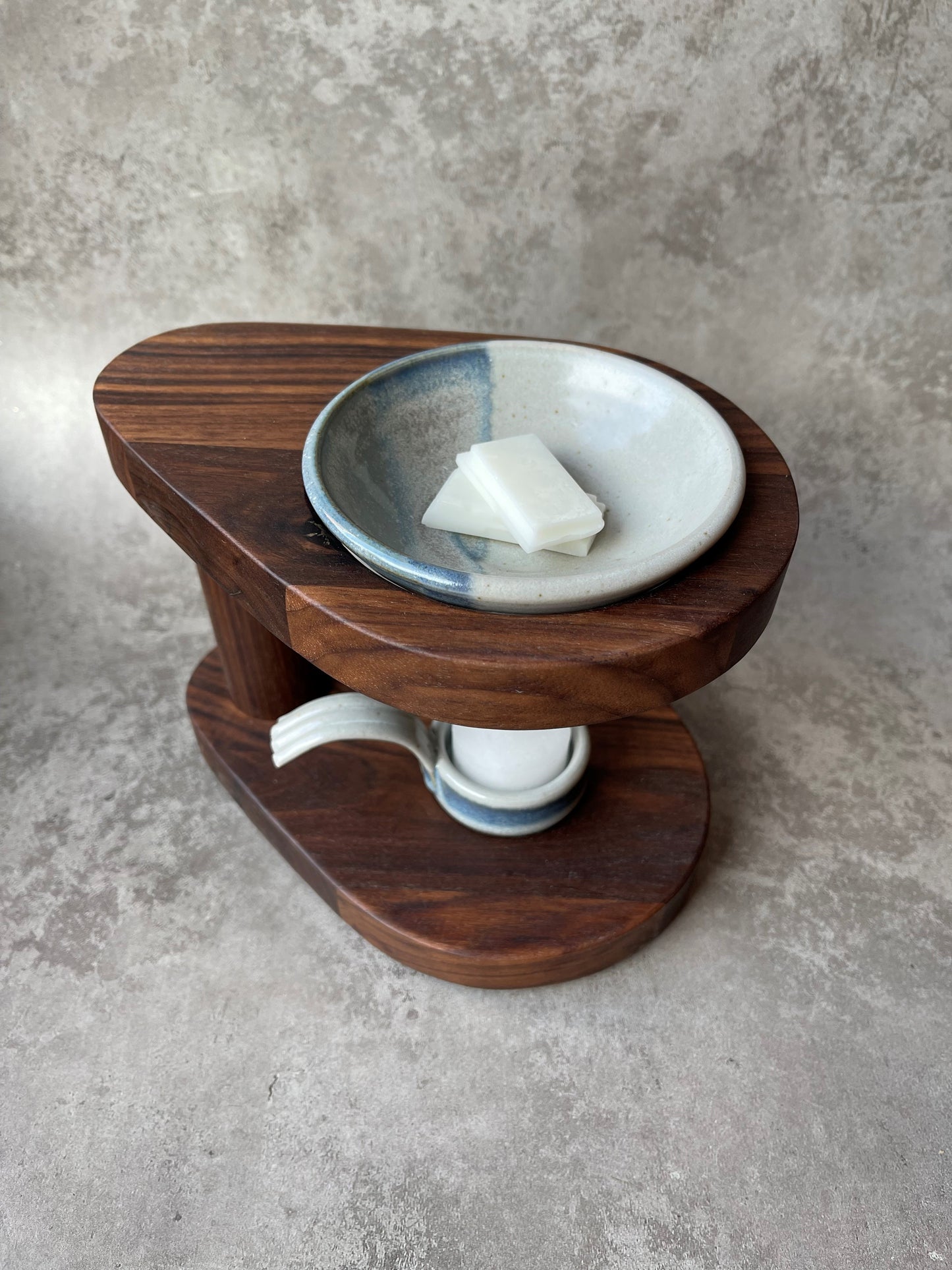 The Teardrop Walnut Wax Melt Burner