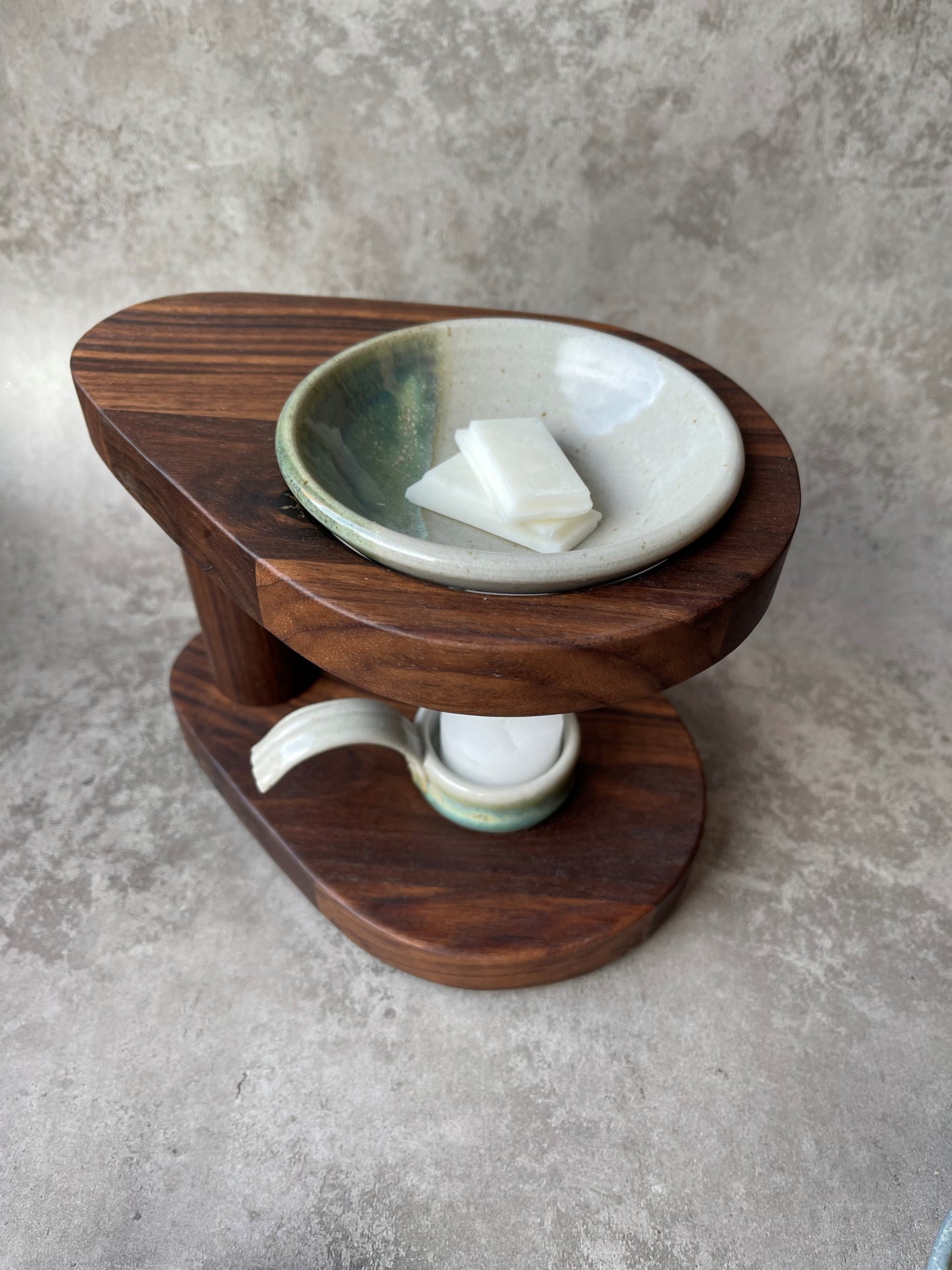 The Teardrop Walnut Wax Melt Burner