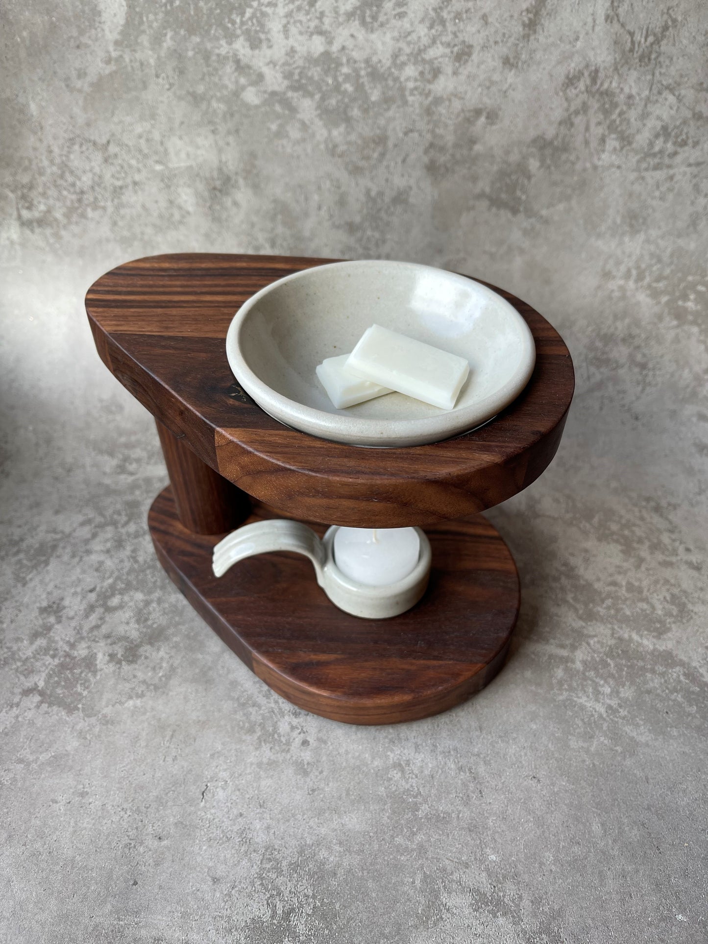 The Teardrop Walnut Wax Melt Burner