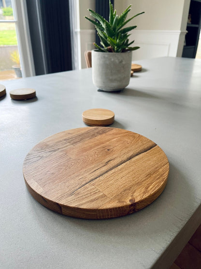 Round Solid Oak Placemats and Coasters Set