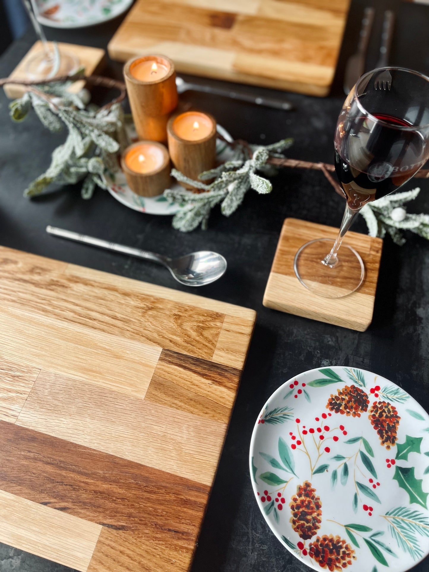 Solid Oak Rectangle Wooden Placemat Sets - Handmade Table Mats