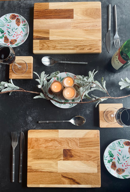 Solid Oak Rectangle Wooden Placemat Sets - Handmade Table Mats