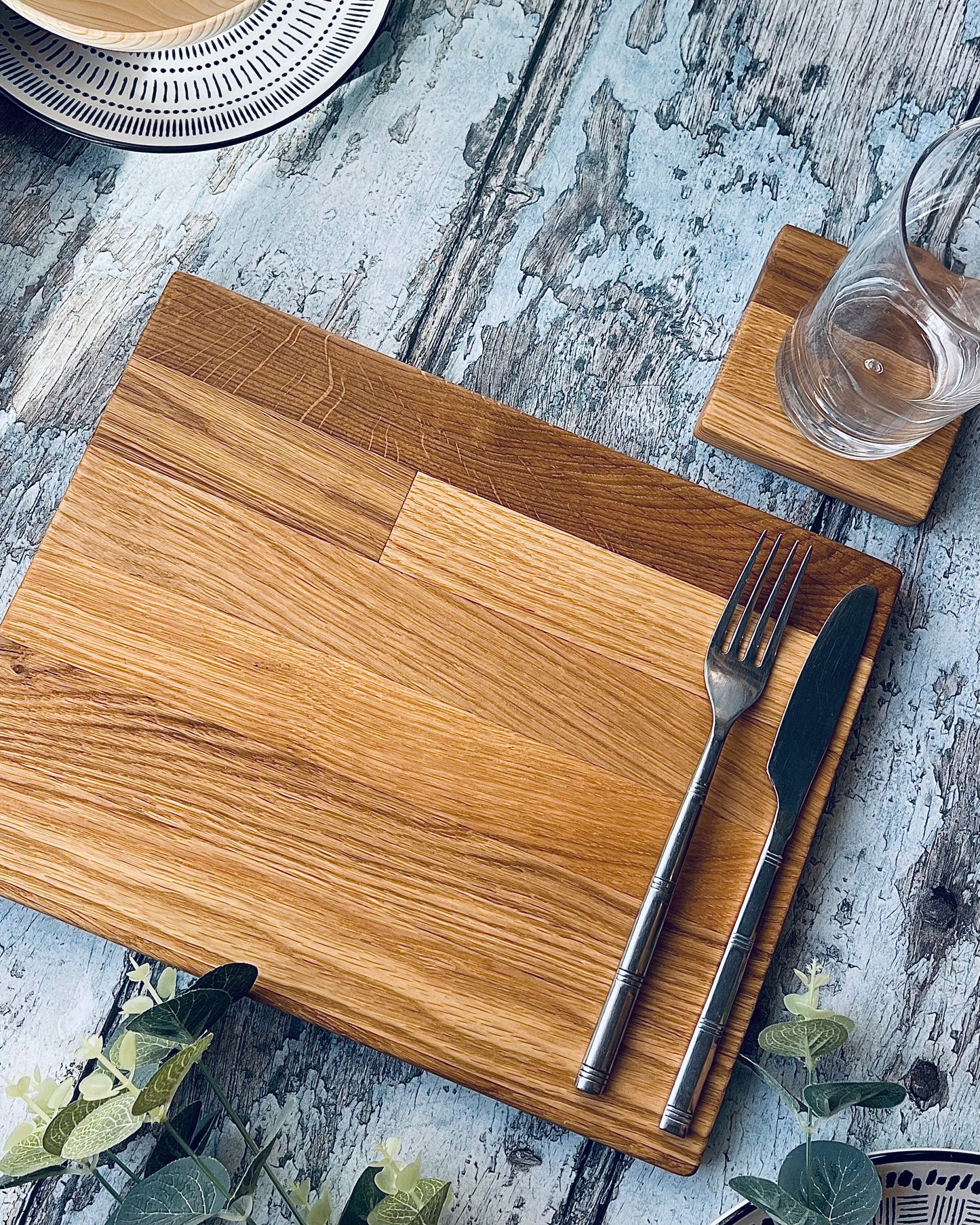 Solid Oak Rectangle Wooden Placemat Sets - Handmade Table Mats